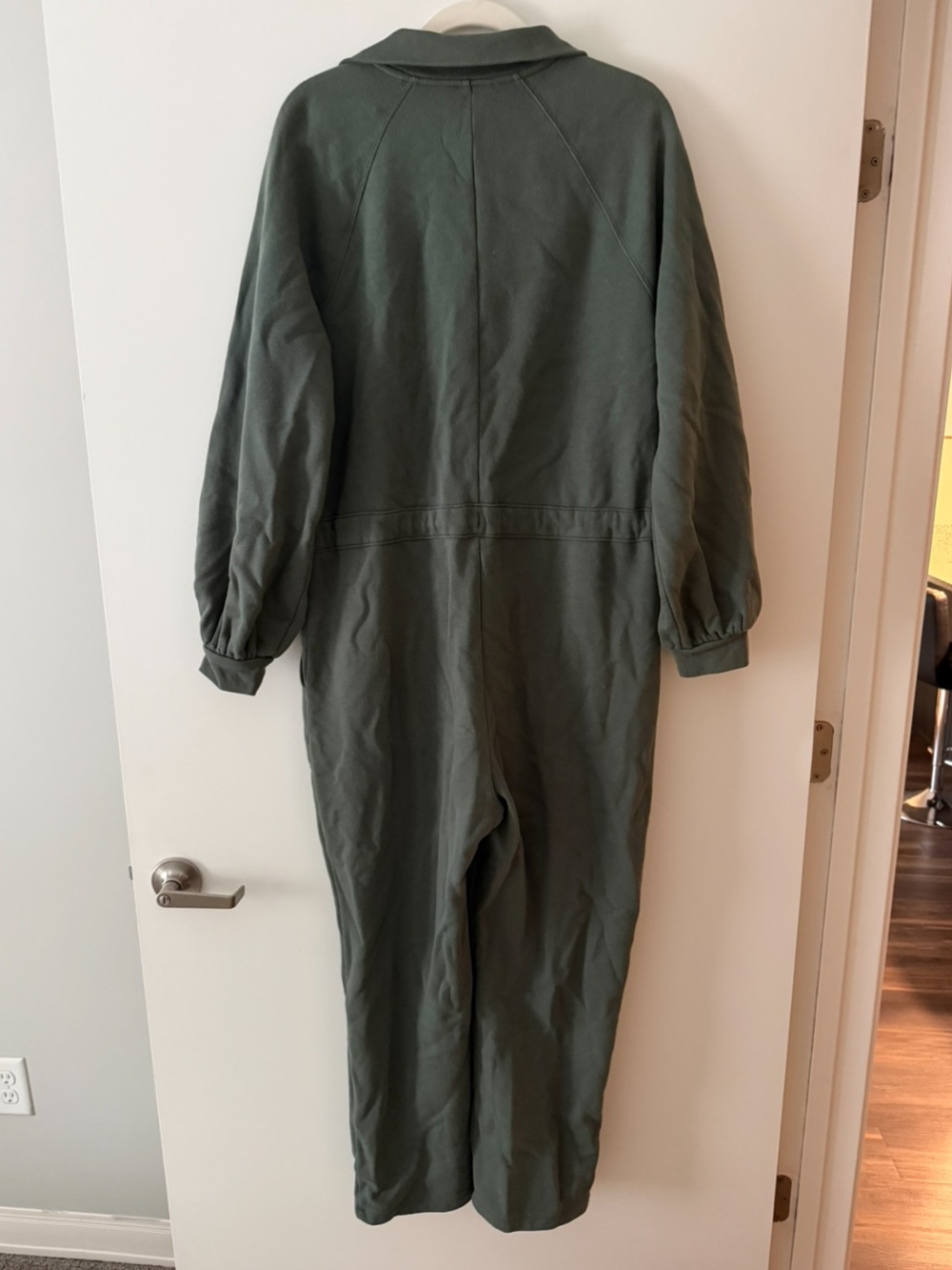 Olive Zip-Front Comfy Jumpsuit - Picture 2 of 2